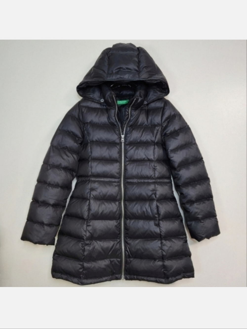 Benetton Girls Black 3/4 Length Puffer, Size 8 ~ EUC